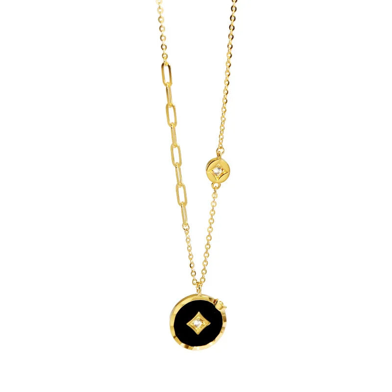 S925 Coin Pendant Necklace 14K Plated
