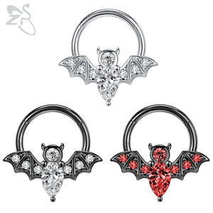 CZ Crystal Nose Ring Stainless Steel Septum Clicker 16G Piercing Jewelry