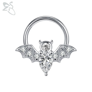 CZ Crystal Nose Ring Stainless Steel Septum Clicker 16G Piercing Jewelry