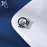 CZ Crystal Nose Ring Stainless Steel Septum Clicker 16G Piercing Jewelry