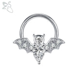 CZ Crystal Nose Ring Stainless Steel Septum Clicker 16G Piercing Jewelry