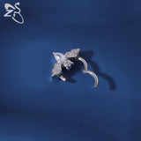 CZ Crystal Nose Ring Stainless Steel Septum Clicker 16G Piercing Jewelry