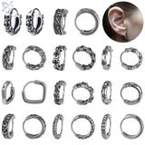 Gothic Punk Steel Hoop Earrings Men Women Rock Vintage Skull Star Circle