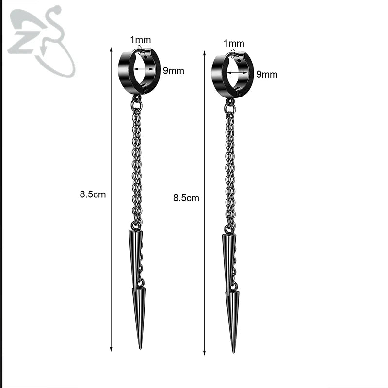 Stainless Steel Punk Cross Hoop Earrings Gothic Style