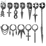 Stainless Steel Punk Cross Hoop Earrings Gothic Style