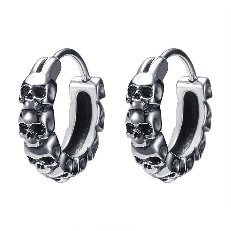 Punk Rock Stainless Steel Skull Earrings