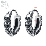 Punk Rock Skull Round Earrings 316L Stainless Steel Ear Ring