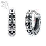 Punk Rock Skull Round Earrings 316L Stainless Steel Ear Ring