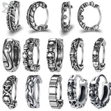 Punk Rock Skull Round Earrings 316L Stainless Steel Ear Ring