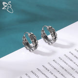 Skull Stainless Steel Hoop Earrings Rock Punk Stud Skeleton Ear Cuff Vintage