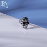 Skull Stainless Steel Hoop Earrings Rock Punk Stud Skeleton Ear Cuff Vintage