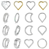 16G G23 Titanium Nose Ring Heart Septum Clicker CZ Piercing