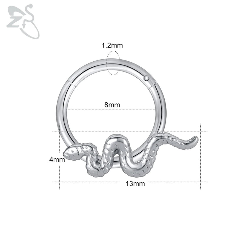 316L SS Nose Ring CZ Crystal Septum Clicker 16G Ear Tragus Cartilage