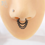 316L SS Nose Ring CZ Crystal Septum Clicker 16G Ear Tragus Cartilage
