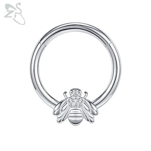 Colorful Butterfly Bee Cat Crystal Nose Ring Septum Rings Clicker 16G