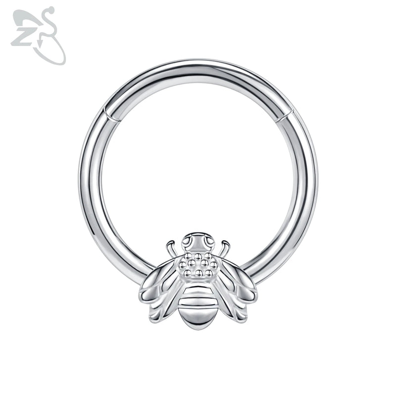 Colorful Butterfly Bee Cat Crystal Nose Ring Septum Rings Clicker 16G