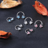 Colorful Butterfly Bee Cat Crystal Nose Ring Septum Rings Clicker 16G