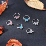 Colorful Butterfly Bee Cat Crystal Nose Ring Septum Rings Clicker 16G