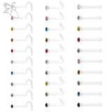 10pcs/lot Acrylic Nose Studs Colorful CZ 20g