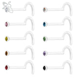 10pcs/lot Acrylic Nose Studs Colorful CZ 20g