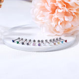 12Pcs 16G Zircon Lip Studs Stainless Steel Piercing Jewelry