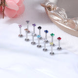 12Pcs 16G Zircon Lip Studs Stainless Steel Piercing Jewelry