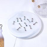 12Pcs 16G Zircon Lip Studs Stainless Steel Piercing Jewelry