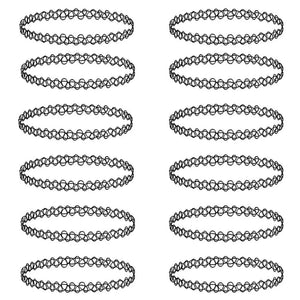 ZS 12Pcs Vintage Stretch Choker Necklace Lady Girl Tattoo Choker Necklace
