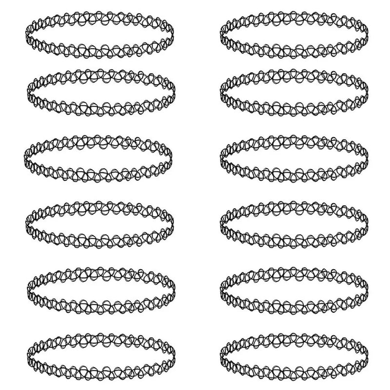 ZS 12Pcs Vintage Stretch Choker Necklace Lady Girl Tattoo Choker Necklace