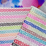 12Pcs Colorful Stretch Chokers Gothic Punk Necklaces Collar Party Jewelry