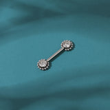 Crystal Heart Nipple Ring Women Flower Nipple Piercing Barbell