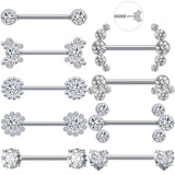 Crystal Heart Nipple Ring Women Flower Nipple Piercing Barbell