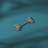 Crystal Heart Nipple Ring Women Flower Nipple Piercing Barbell
