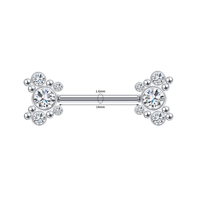 Crystal Heart Nipple Ring Women Flower Nipple Piercing Barbell