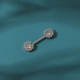 Crystal Heart Nipple Ring Women Flower Nipple Piercing Barbell
