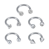 16G Crystal Nose Rings Stainless Steel Septum Rings