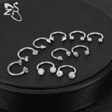 16G Crystal Nose Rings Stainless Steel Septum Rings