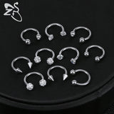 16G Crystal Nose Rings Stainless Steel Septum Rings