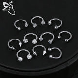 16G Crystal Nose Rings Stainless Steel Septum Rings
