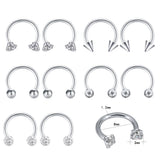 16G Crystal Nose Rings Stainless Steel Septum Rings