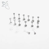 16pcs 16G Stainless Steel Labret Lip Piercing Earrings Body Jewelry