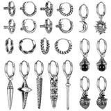 Gothic Cross Sword Skull Earring Stainless Steel Huggie Piercing Jewelry