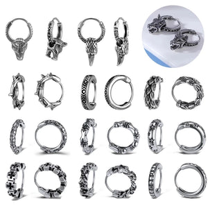 18G Punk Rock Skull Hoop Earrings Stainless Steel Hip-Hop Jewelry