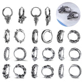 18G Punk Rock Skull Hoop Earrings Stainless Steel Hip-Hop Jewelry