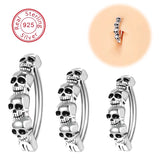 Skull Belly Button Ring 925 Sterling Silver Navel Ring Punk Belly Piercing