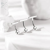 925 Silver Belly Button Ring CZ Paved Bar Navel Piercings 14G