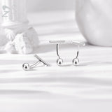 925 Silver Belly Button Ring CZ Paved Bar Navel Piercings 14G