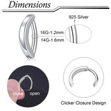 925 Silver Navel Ring Reverse Belly Button Clicker Zircon Piercing