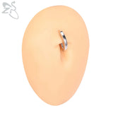 Dainty 14G Belly Button Ring Silver Plated Reverse Navel Ring 10/12MM