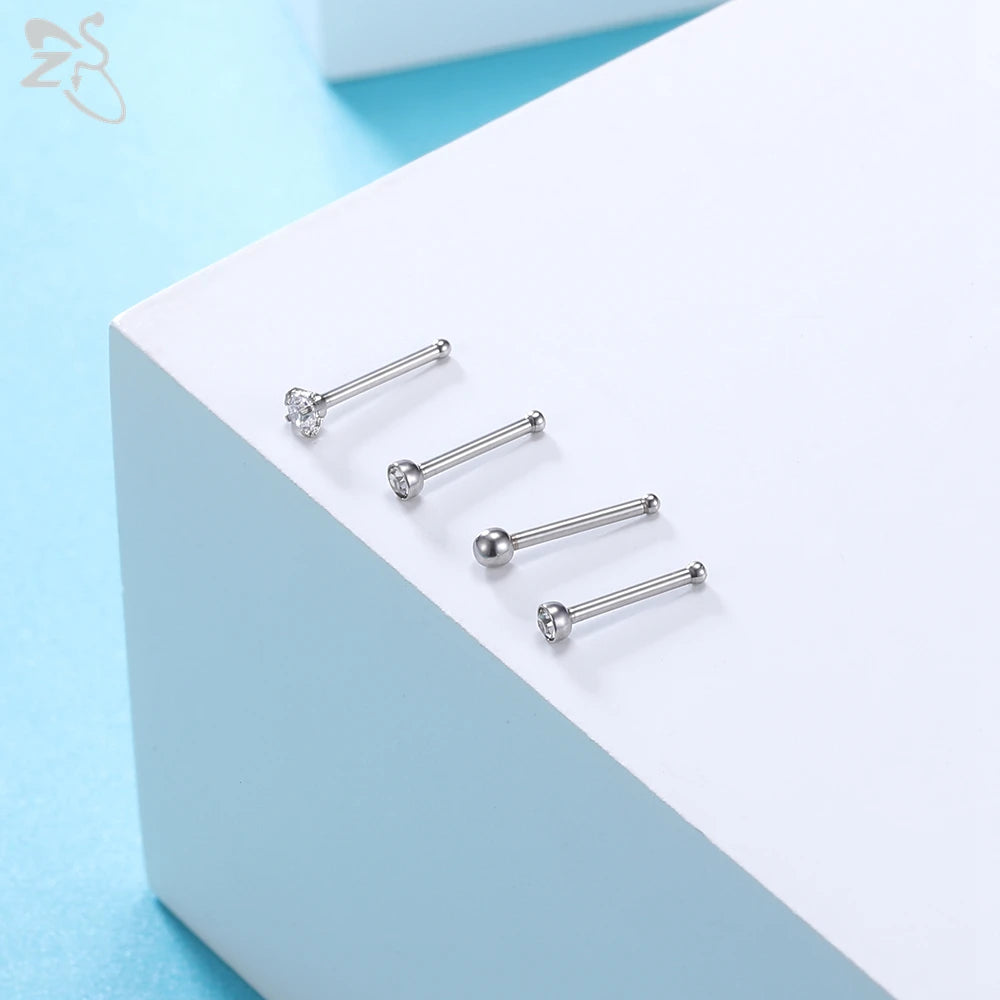 20pcs Colored Nose Stud Set 3MM CZ Crystal Nose Piercings 20g Bioflex Jewelry